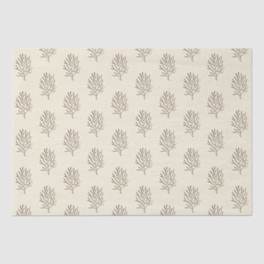 Beige Marine Life Corals Patroon Tissuepapier (Voorkant)