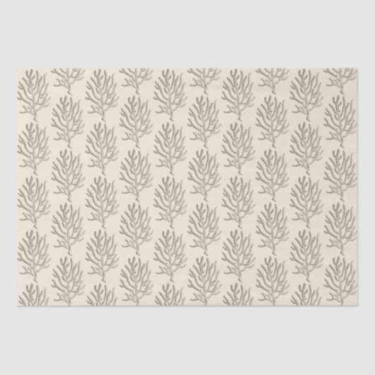 Beige Marine Life Corals Patroon Tissuepapier (Voorkant)