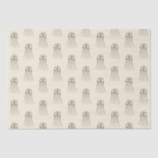 Beige Marine Life kwallenpatroon Tissuepapier (Voorkant)