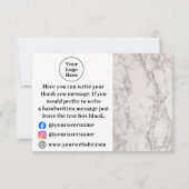 Beige marmer bedankkaart (Achterkant)