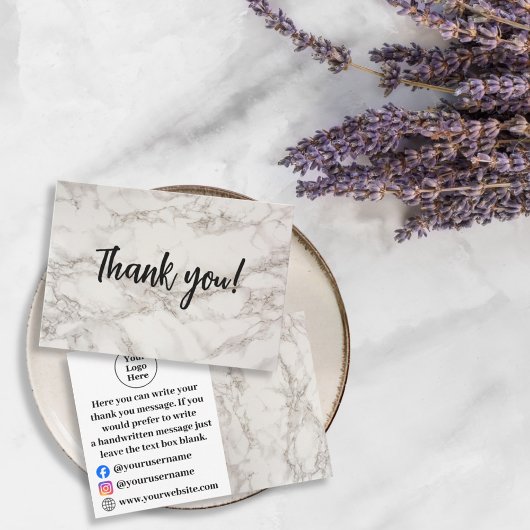 Beige marmer bedankkaart