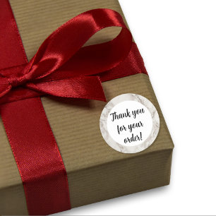 Beige marmer dank u ronde sticker