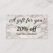 Beige marmer kortingskaartje (Voorkant)