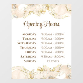 Beige marmer ontwerp openingstijden raamfolie raamsticker