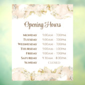 Beige marmerdesign openingstijden raamsticker (Vel 3)