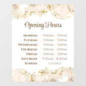 Beige marmerdesign openingstijden raamsticker (Vel)