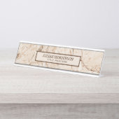 Beige marmeren bruine korrel bureau naambordje (Voorkant)