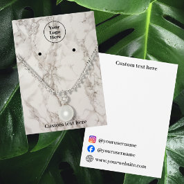 Beige marmeren kettingen oorbellen Display Kaart