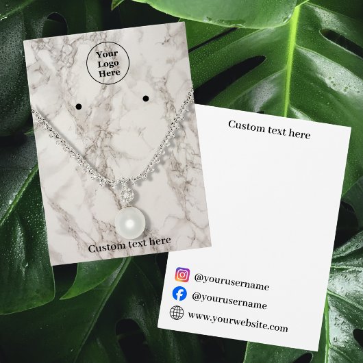 Beige marmeren kettingen oorbellen Display Kaart