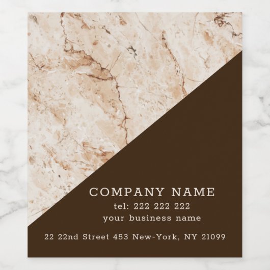 Beige Marmeren Wijn Label Wijn Etiket (Enkel label)