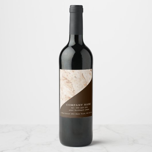 Beige Marmeren Wijn Label Wijn Etiket (Voorkant)
