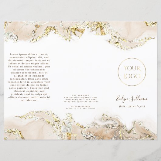 Beige marmerende ontwerpbrochure (Voorkant)