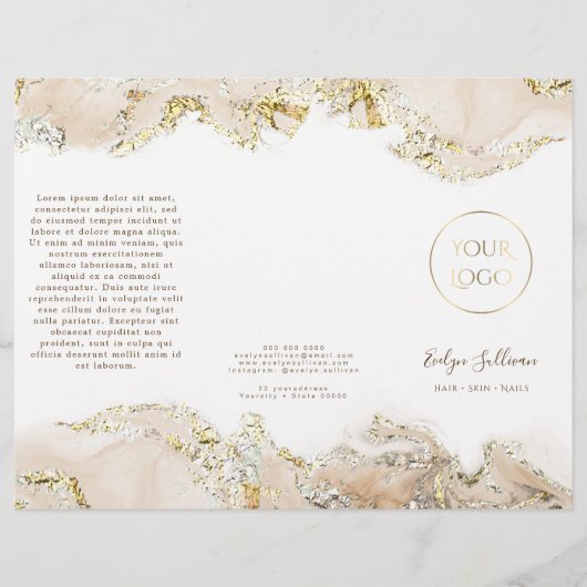 Beige marmerende ontwerpbrochure (Voorkant)