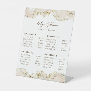 Beige Marmering Design prijslijst Reclamebord Met Voetstuk