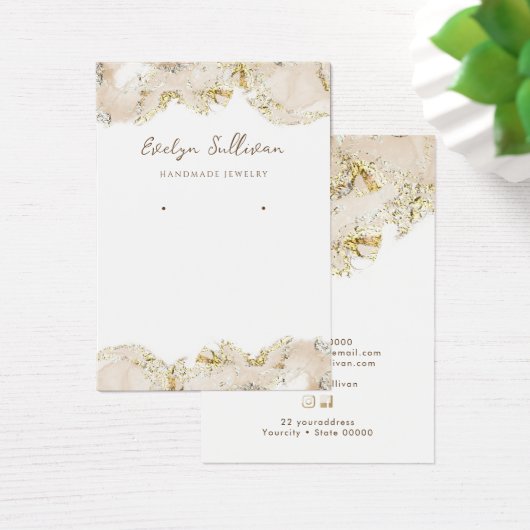 Beige marmering design sieraden display kaart (Bureau)
