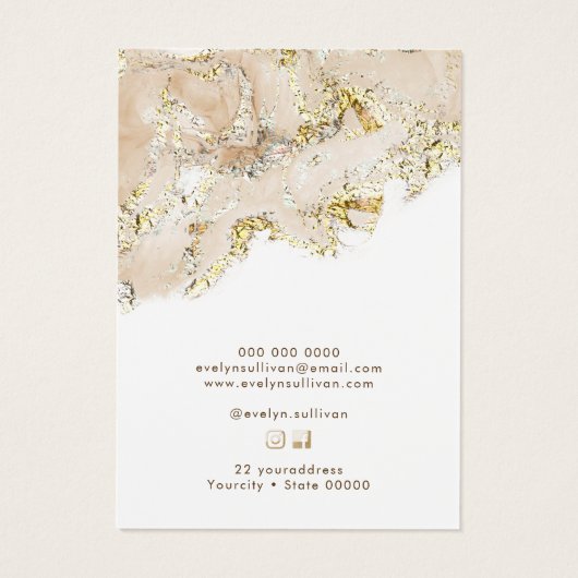 Beige marmering design sieraden display kaart (Achterkant)