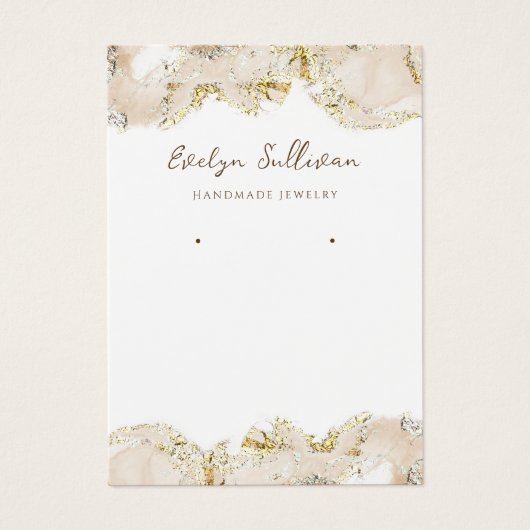 Beige marmering design sieraden display kaart (Voorkant)