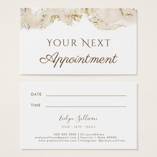 beige marmering ontwerp Afsprakenkaart Visitekaartje (Voorkant /achterkant)
