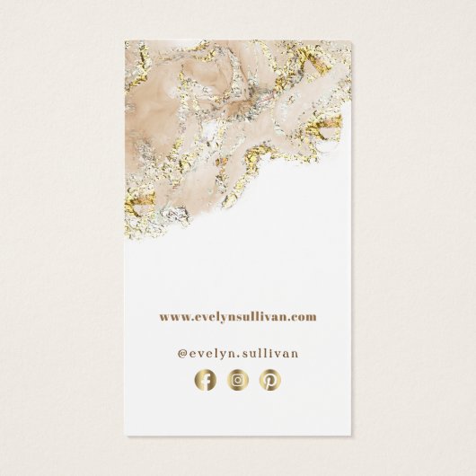 Beige marmering ontwerp bijsluiter visitekaartje (Achterkant)