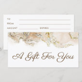 beige marmering ontwerp cadeaubon (Voorkant / Achterkant)
