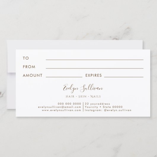 beige marmering ontwerp cadeaubon (Achterkant)