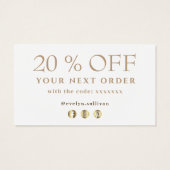 Beige marmering ontwerp dank u kortingskaart visitekaartje (Achterkant)