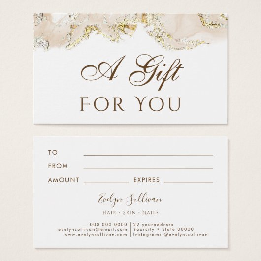 beige marmering ontwerp Gift Kaart (Voorkant /achterkant)
