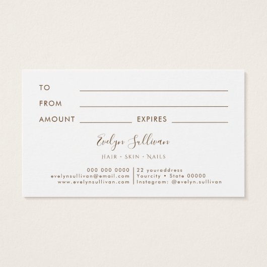 beige marmering ontwerp Gift Kaart (Achterkant)