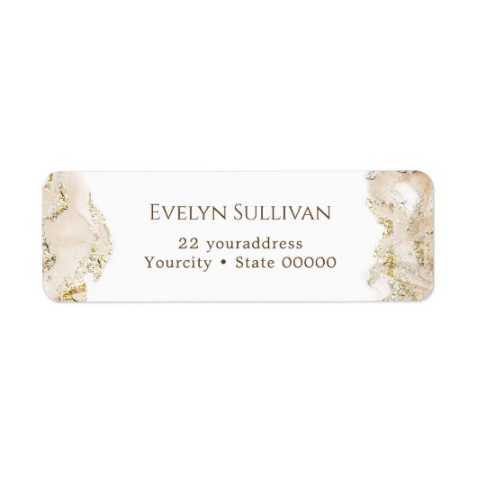 Beige marmering retour adreslabel etiket (Voorkant)