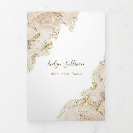 Beige marmerontwerp drievoudige brochure drieluik kaart