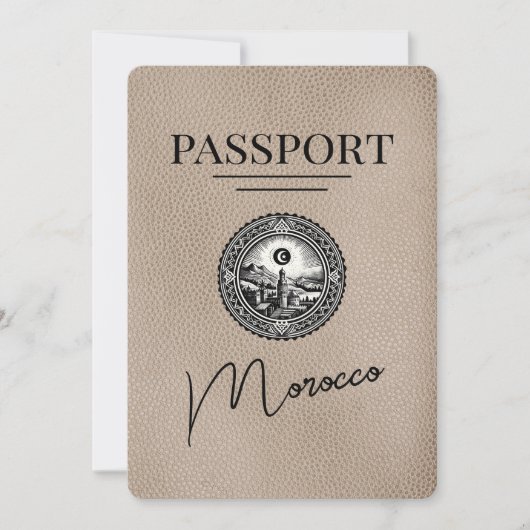 Beige Marokko Paspoort Bewaar de datum Save The Date (Voorkant)