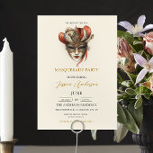 Beige Masquerade Party Verjaardag Kaart