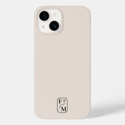 Beige Matig Initiaal Botanisch Monogram Case-Mate iPhone Case (Achterkant)
