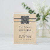 Beige Medallion Border Save the Date Briefkaart (Staand voorkant)