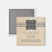 Beige Medallion Border sparen de Magnet van de Dat (Voorkant / Achterkant)