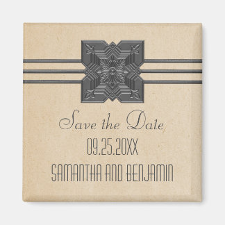 Beige Medallion Border sparen de Magnet van de Dat