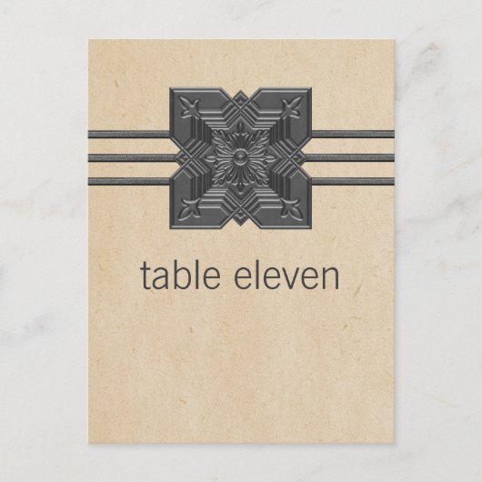Beige Medallion Border Table Briefkaart (Voorkant)