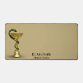 Beige Medical Bowl Hygieia Gold Snake Caduceus Bureaumat (Voorkant)