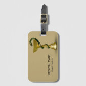 Beige Medical Snake Bowl Hygieia Gold Caduceus Bagagelabel (Voorkant (verticaal))