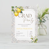 Beige Mediterraans Italiaans citroen Graduation Pa Kaart (Staand voorkant)