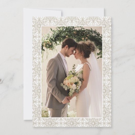 Beige Mediterraanse tegel citroenen & foto bruilof Kaart (Achterkant)