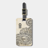 Beige Mehndi Motif Bagagelabel (Voorkant verticaal)