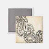 Beige Mehndi Motif Magnet (Voorkant / Achterkant)