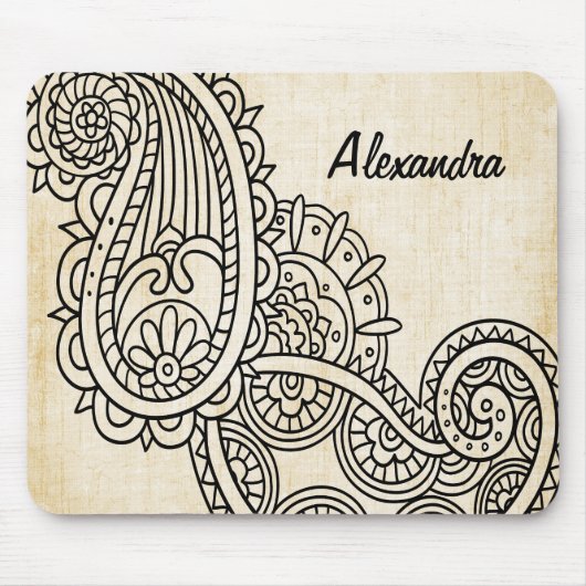 Beige Mehndi Motif Mousepad Muismat (Voorkant)