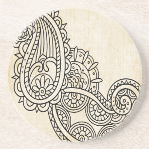 Beige Mehndi Motif Sandstone Onderzetter