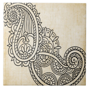 Beige Mehndi Motif Tegel Tegeltje