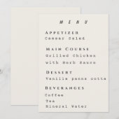Beige Menutemplate Modern Eenvoudig Huwelijk Menu (Voorkant / Achterkant)