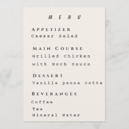 Beige Menutemplate Modern Eenvoudig Huwelijk Menu