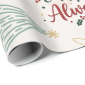Beige Merry Christmas Gift Wrap with Tree Design Cadeaupapier (Rol Hoek)