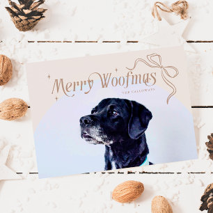 Beige Merry Woofmas Dog Christmas Holiday Kaart
